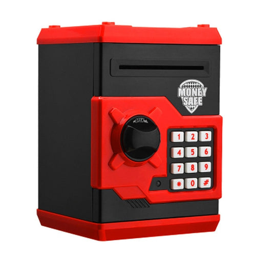 Black-Red Automatic Piggy Bank ATM Password Money Saving