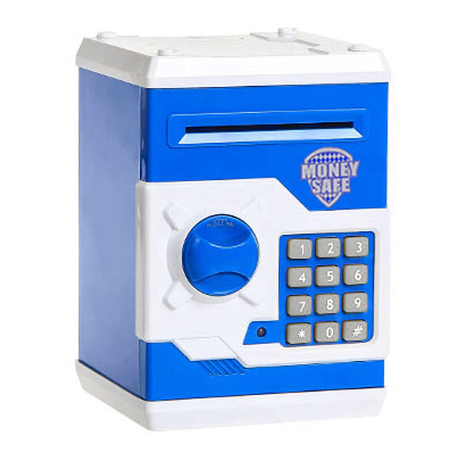 Blue-White Automatic Piggy Bank ATM Password Money Saving