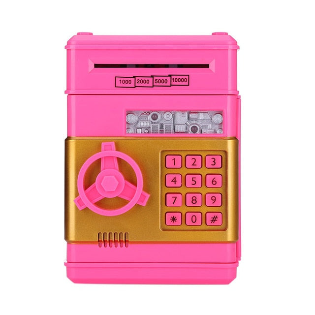 Pink-Gold Automatic Piggy Bank ATM Password Money Saving