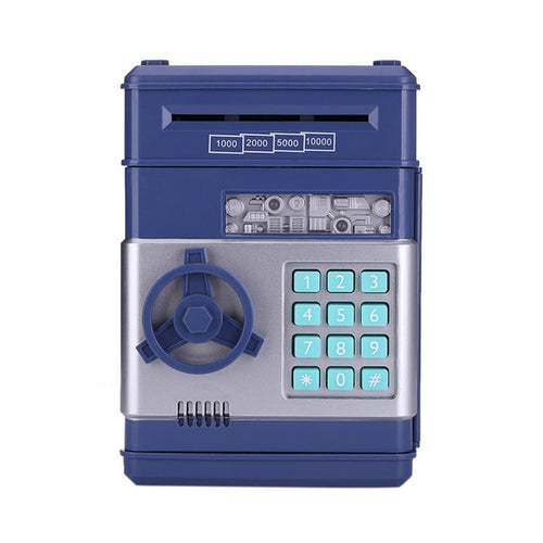 Dark Blue-Silver Automatic Piggy Bank ATM Password Money Saving