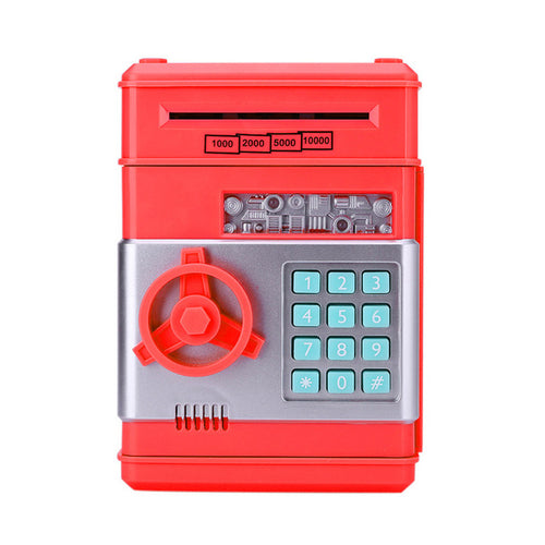 Red-Silver Automatic Piggy Bank ATM Password Money Saving